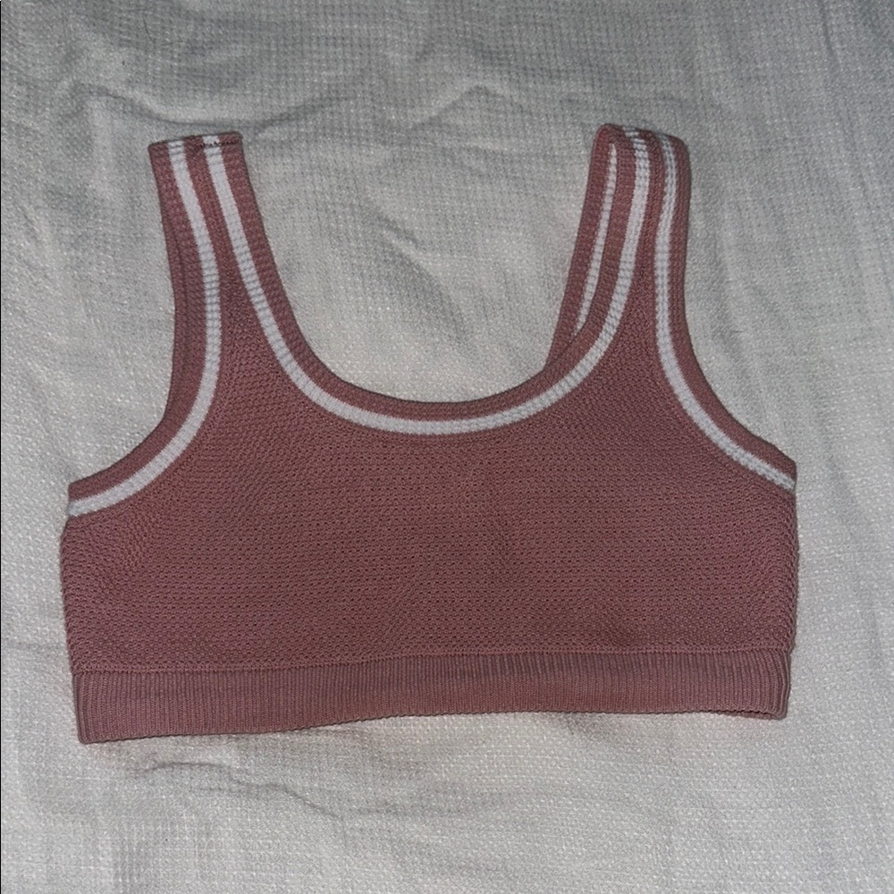 Alo  sold out Tennis Club Sweater Knit bra  ballet pink / white M